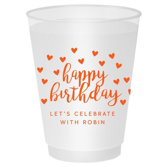 Confetti Hearts Happy Birthday Shatterproof Cups